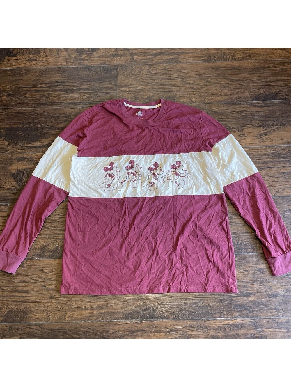 Disney Mickey Mouse Burgandy Long-Sleeve T-Shirt Women’s  Size XL